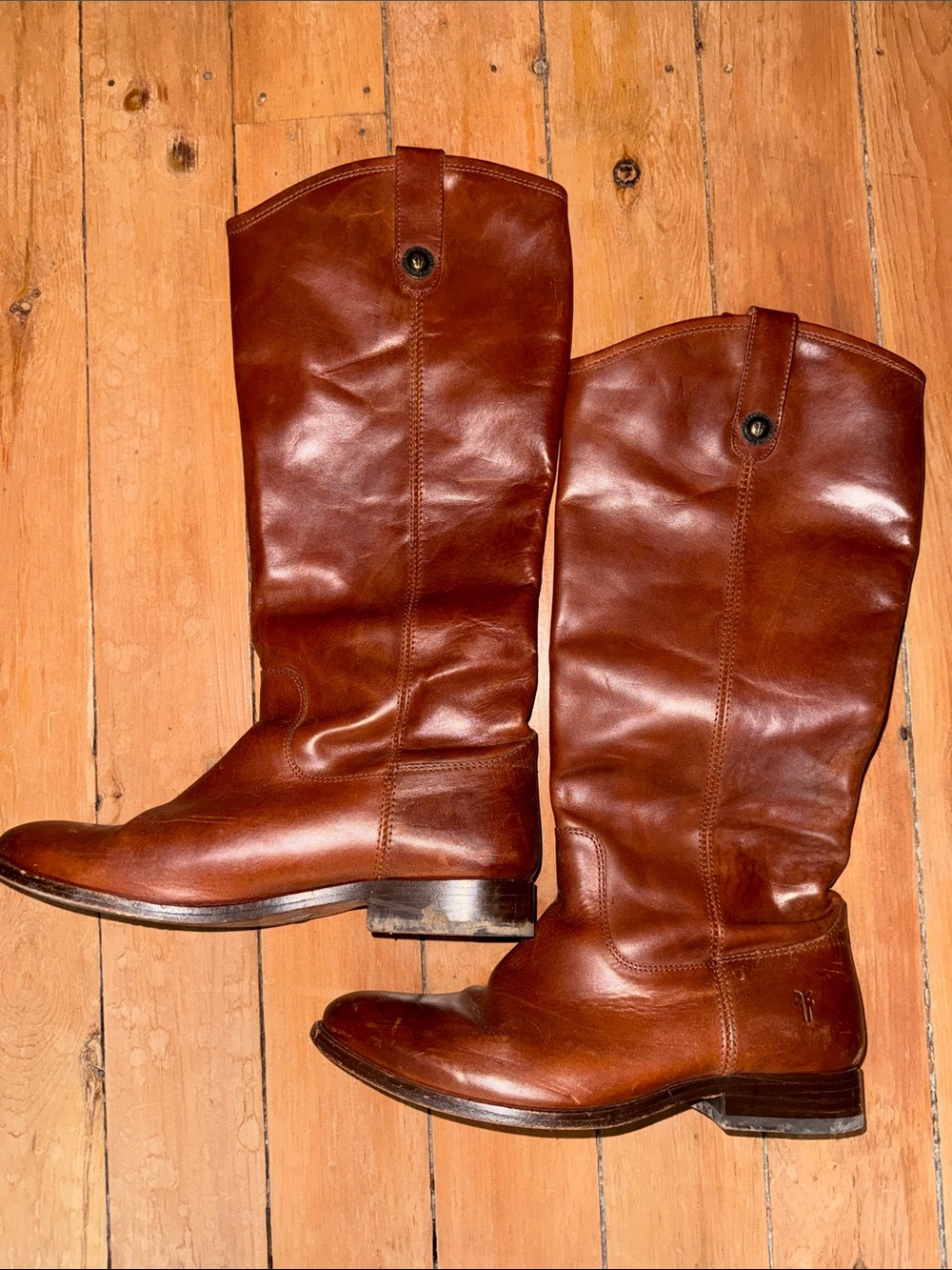 Frye Tall Brown Leather Riding Boots, size 8.5